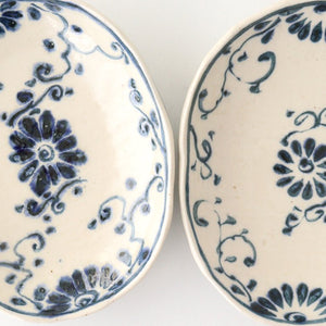 Oval Plate Blue Flower Annan | Mino Ware