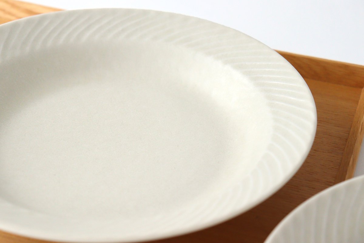 21cm/8.3in Rim Plate White Porcelain Laurel Mino Ware