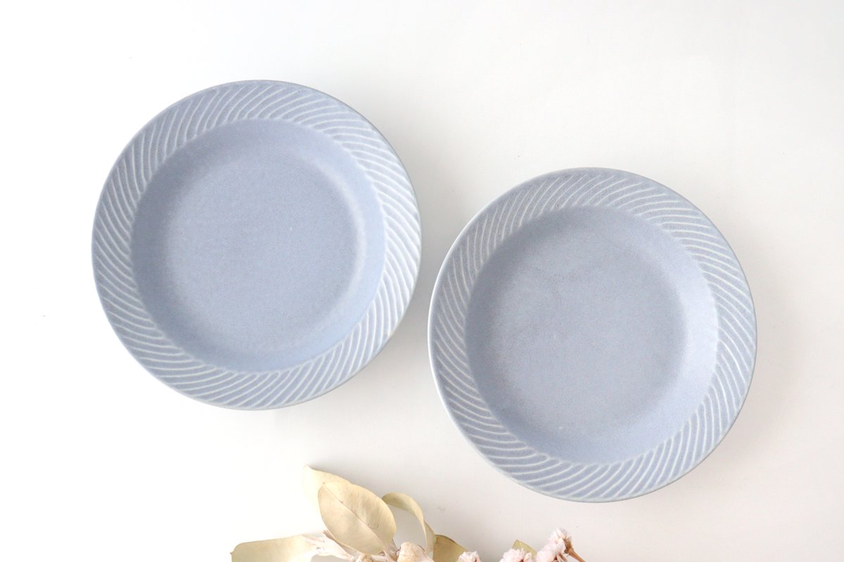 Laurel Deep Plate Blue 21cm/8.3in l Mino Ware