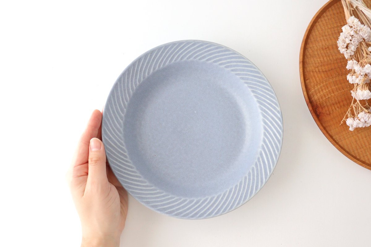 Laurel Deep Plate Blue 21cm/8.3in l Mino Ware