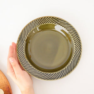 Laurel Deep Plate Oribe 21cm/8.3in l Mino Ware