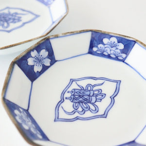 Decagonal small plate, scroll painting, porcelain, Rinkurou kiln, Hasami ware