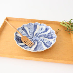 Rinkurou Kiln Chrysanthemum Shaped Plate Old Imari Pattern Blue&Silver 16cm/6.29in | Hasami Ware