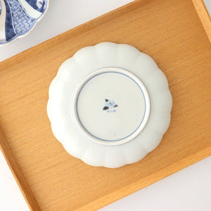 Rinkurou Kiln Chrysanthemum Shaped Plate Old Imari Pattern Blue&Silver 16cm/6.29in | Hasami Ware