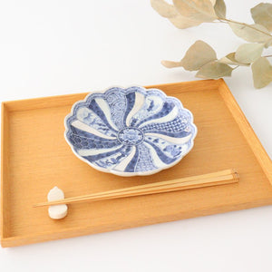 Rinkurou Kiln Chrysanthemum Shaped Plate Old Imari Pattern Blue&Silver 16cm/6.29in | Hasami Ware