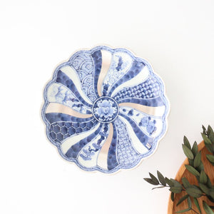 Rinkurou Kiln Chrysanthemum Shaped Plate Old Imari Pattern Blue&Silver 16cm/6.29in | Hasami Ware