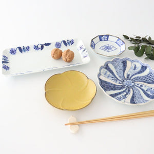 Rinkurou Kiln Chrysanthemum Shaped Plate Old Imari Pattern Blue&Silver 16cm/6.29in | Hasami Ware