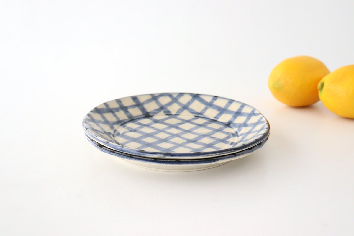 Rim plate S semi-porcelain check Arita ware