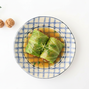 Round Plate Blue Check Pattern | Arita Ware