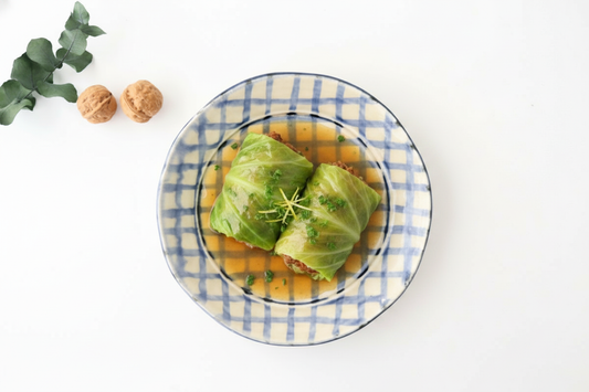 Round Plate Blue Check Pattern | Arita Ware
