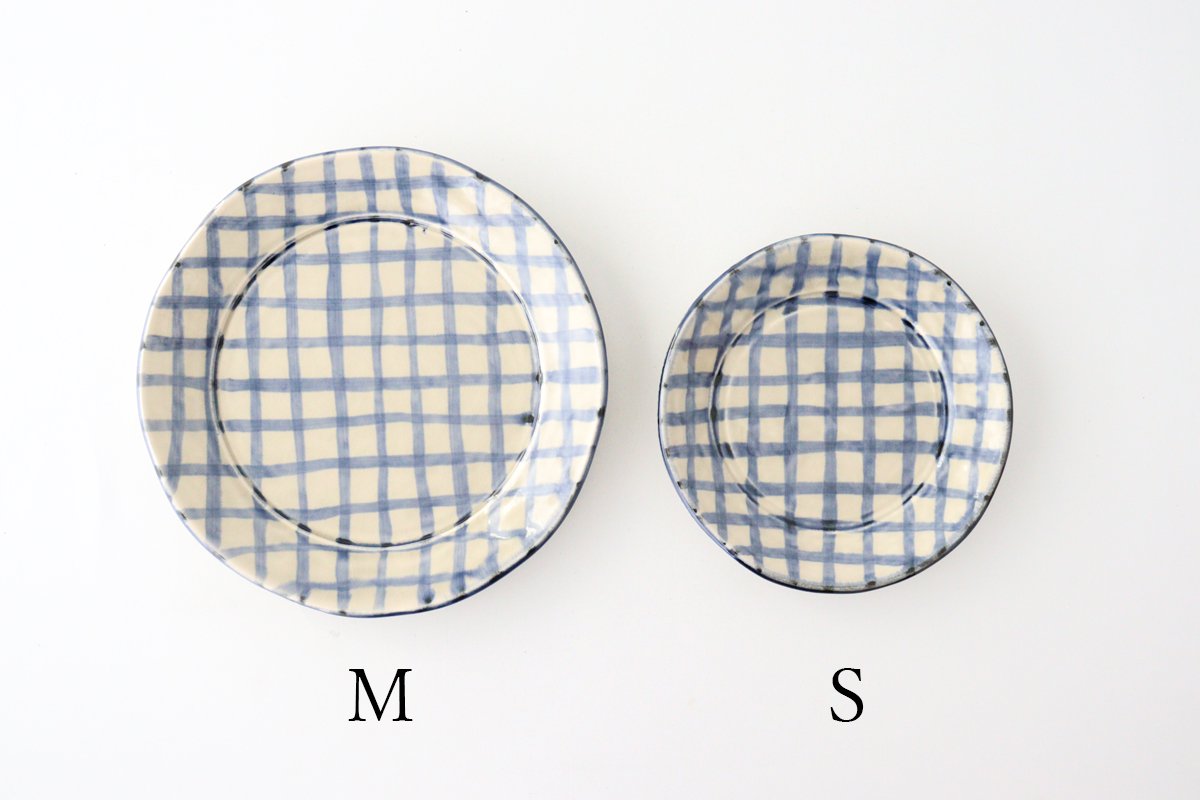Rim plate M semi-porcelain check Arita ware