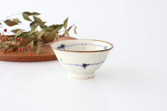 Rice bowl, Annan red pattern, small pattern, pottery, Minami kiln, Mino ware