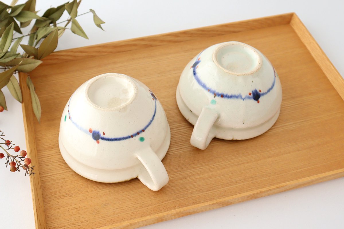 Soup cup, Annan red pattern, pottery, Minami kiln, Mino ware