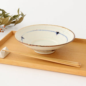 Minami Kiln Shallow Bowl Blue-lined Annan 18cm/7.1in | Serving Bowl Mino Ware