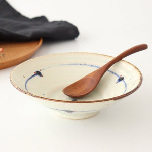 Minami Kiln Shallow Bowl Blue-lined Annan 18cm/7.1in | Serving Bowl Mino Ware