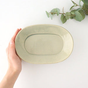 Oval plate small gray pottery Ozenre kiln