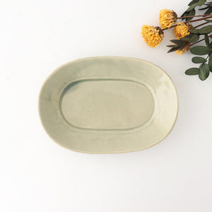 Oval plate small gray pottery Ozenre kiln