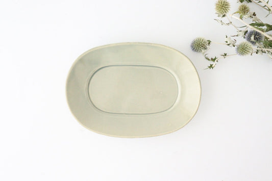 Oval plate medium gray pottery Ozenre kiln