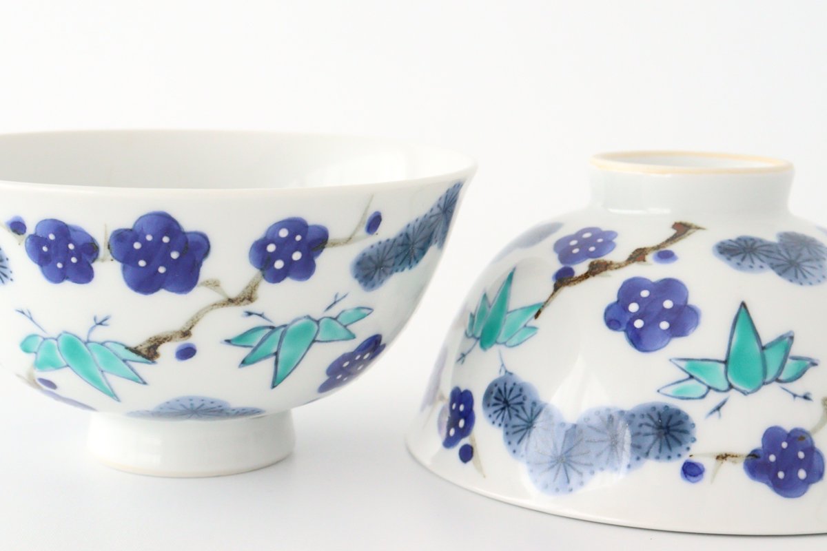 Rice Bowl Sho-chiku-bai Blue | Imari Ware