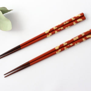 Echizen chopsticks hexagonal gold leaf six gourds washed red KORINDO