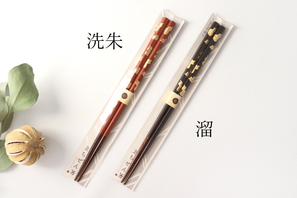 Echizen chopsticks hexagonal gold leaf six gourds washed red KORINDO