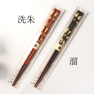 Echizen chopsticks hexagonal gold leaf six gourds washed red KORINDO