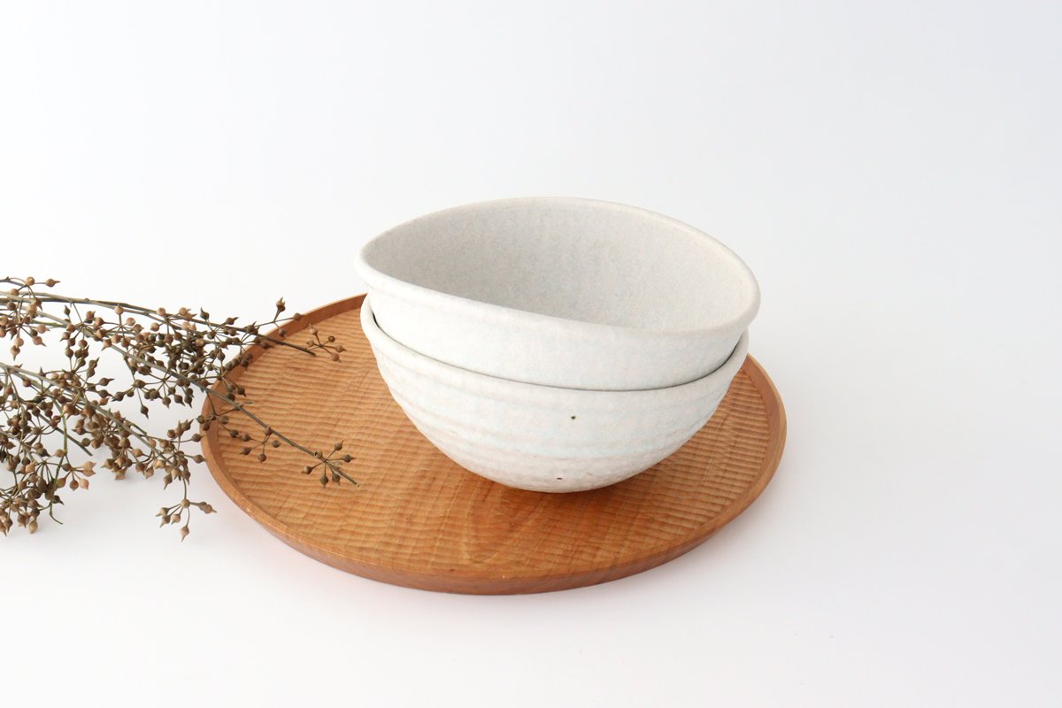 15cm/5.9in Flexible pot, white pottery, Saheigama Shigaraki ware