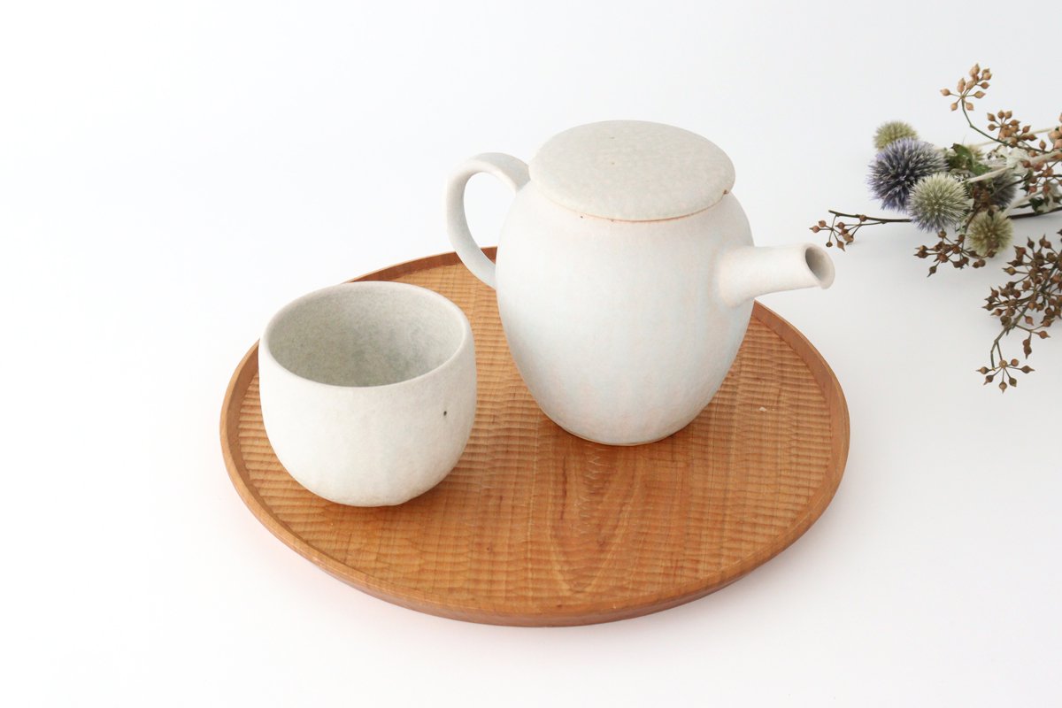 Japanese teapot White Ceramic Saheigama Shigaraki Ware