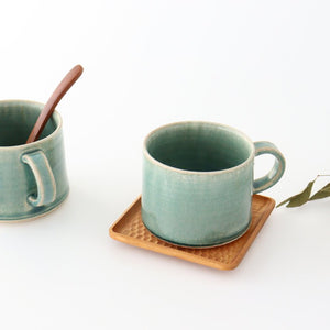 Mug green pottery Saheigama Shigaraki ware