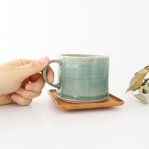 Mug green pottery Saheigama Shigaraki ware