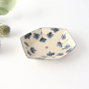 Hexagonal small bowl, semi-porcelain, flower pattern, Arita ware