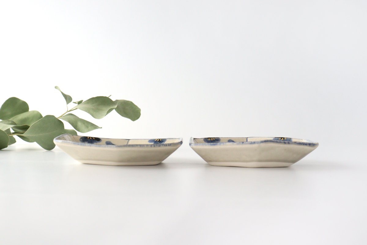 Hexagonal small bowl, semi-porcelain, flower pattern, Arita ware
