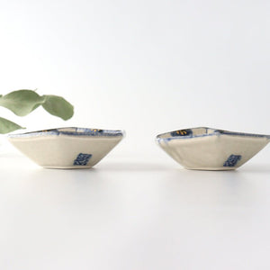Hexagonal bean bowl, semi-porcelain, flower pattern, Arita ware