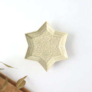 Celadon star-shaped plate pottery Yuya Ishida