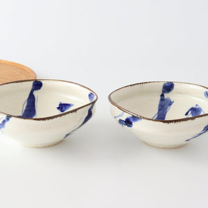 Deflecting square bowl, Annan Raku painting, Goss pottery, Minami kiln, Mino ware