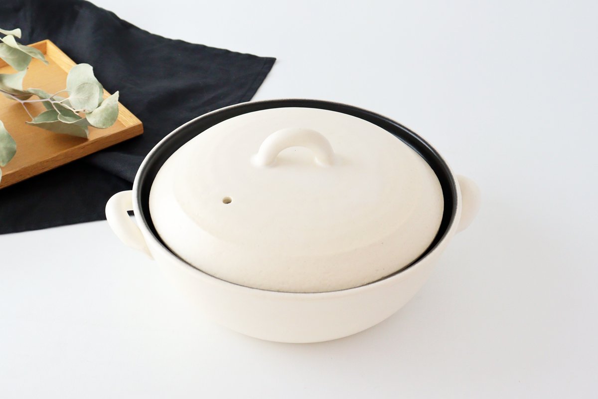 Induction Safe Donabe White | Japanese Clay Pot Banko Ware