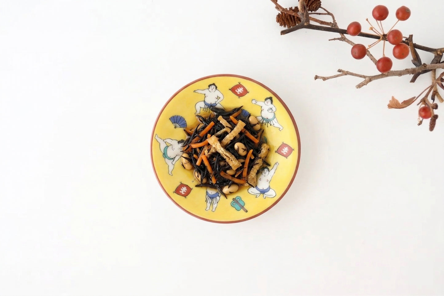 Lucky Small Plate Sumo Porcelain Seikougama Kutani Ware