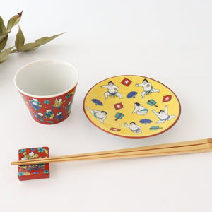 Lucky Small Plate Sumo Porcelain Seikogama Kutani Ware