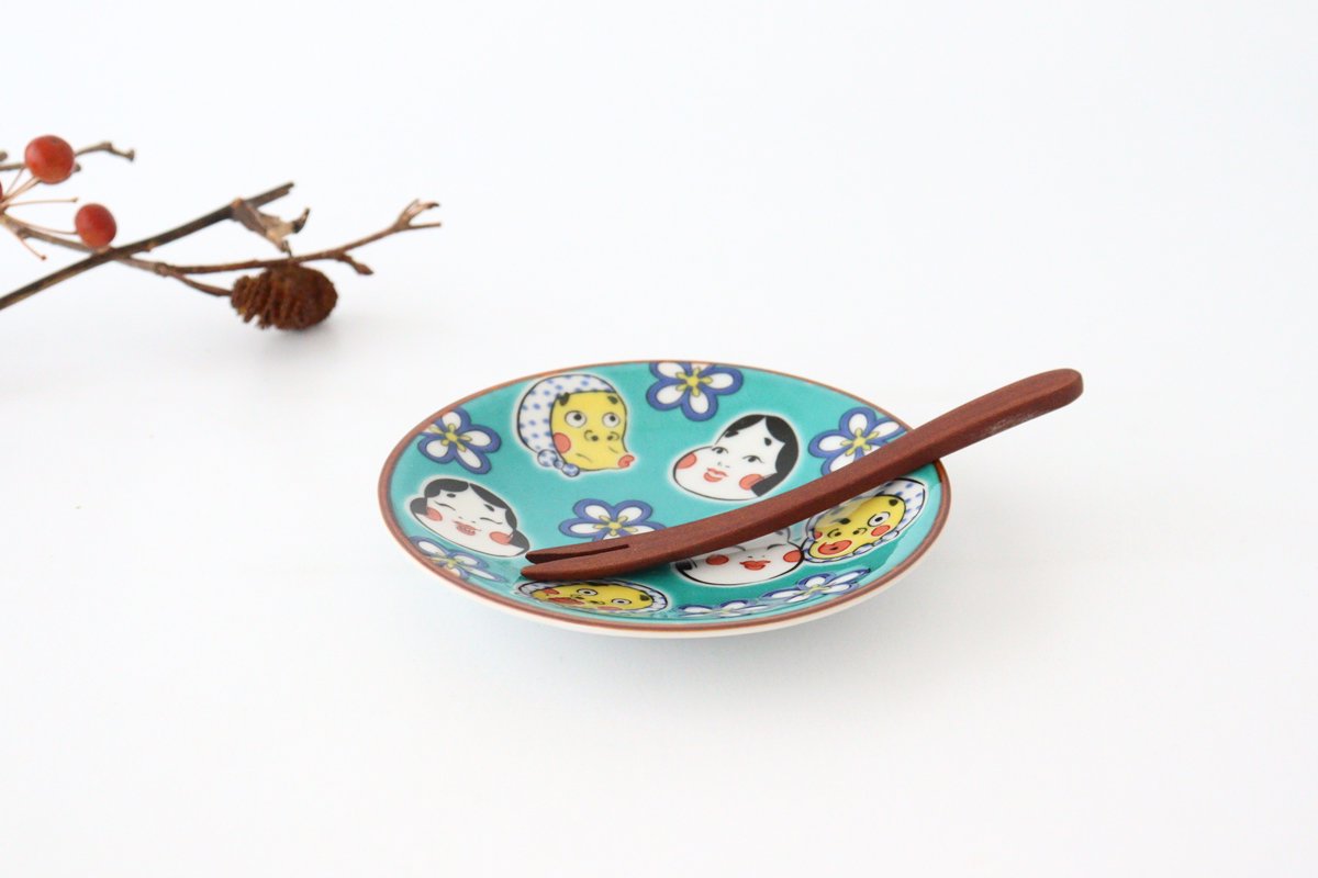 Lucky small plate, Hyottoko pot, porcelain, Seikyo kiln, Kutani ware