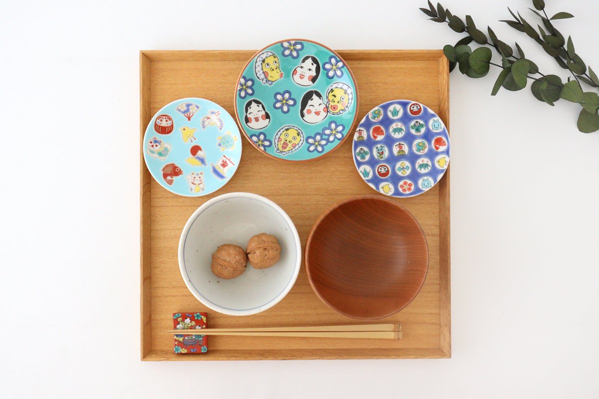 Lucky small plate, Hyottoko pot, porcelain, Seikyo kiln, Kutani ware