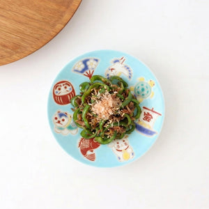 Seikou Kiln Sauce Plate Luckey Charms Light Blue | Kutani Ware