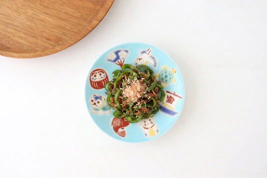 Seikou Kiln Sauce Plate Luckey Charms Light Blue | Kutani Ware