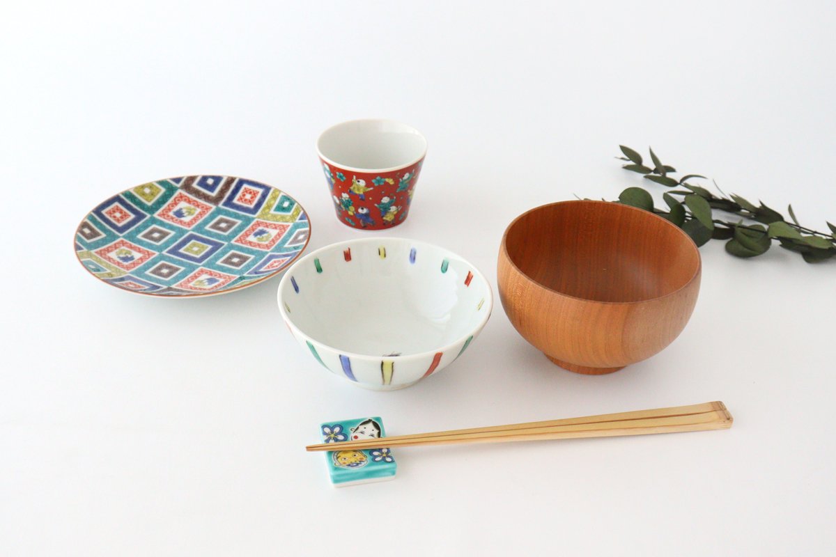 Colored Hashioki Collection Hyottoko Okame Porcelain Seikogama Kutani Ware