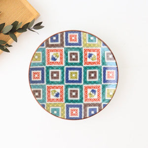 Seikou kiln Round Plate Old Kutani Colored Picture Pavement Pattern| Kutani Ware