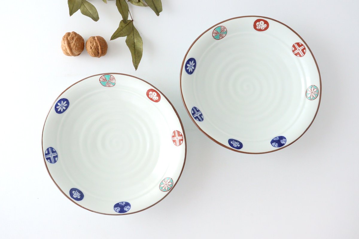 Oval 19.5cm/5.9in Plate Porcelain Dyed Nishiki Maru Crest Arita Ware