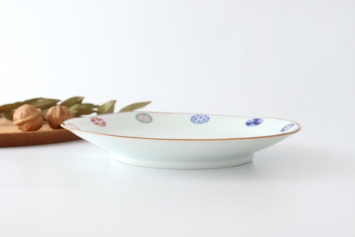 Thousand steps 24cm/9.4in plate porcelain dyed Nishikimaru pattern Arita ware