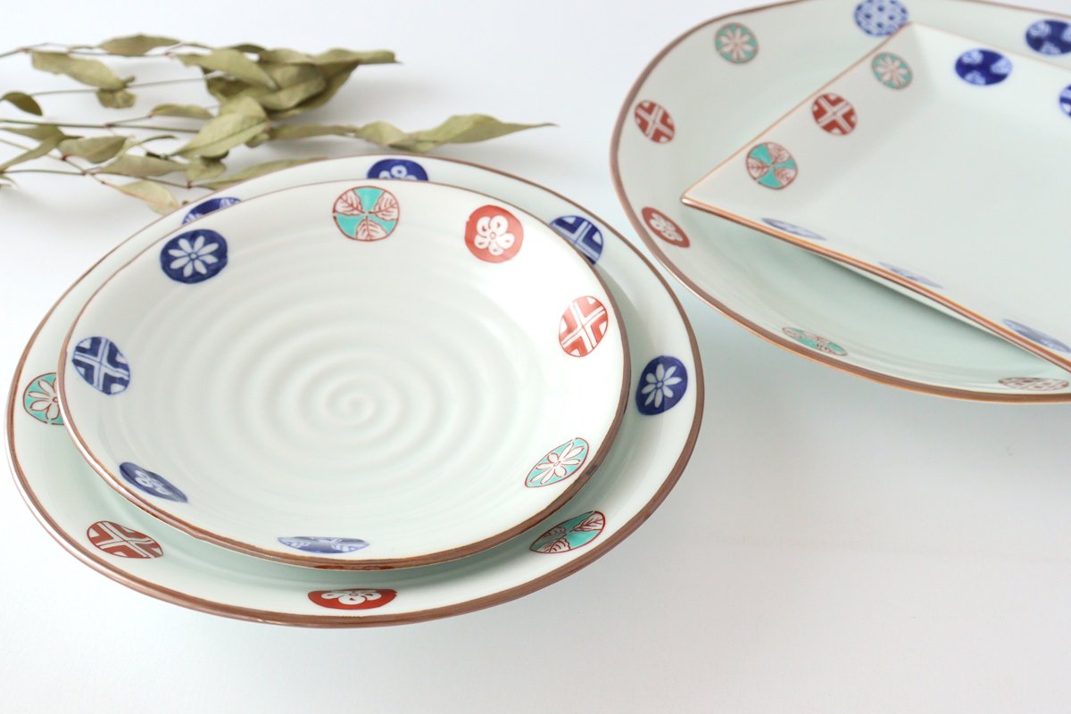 Thousand steps 24cm/9.4in plate porcelain dyed Nishikimaru pattern Arita ware