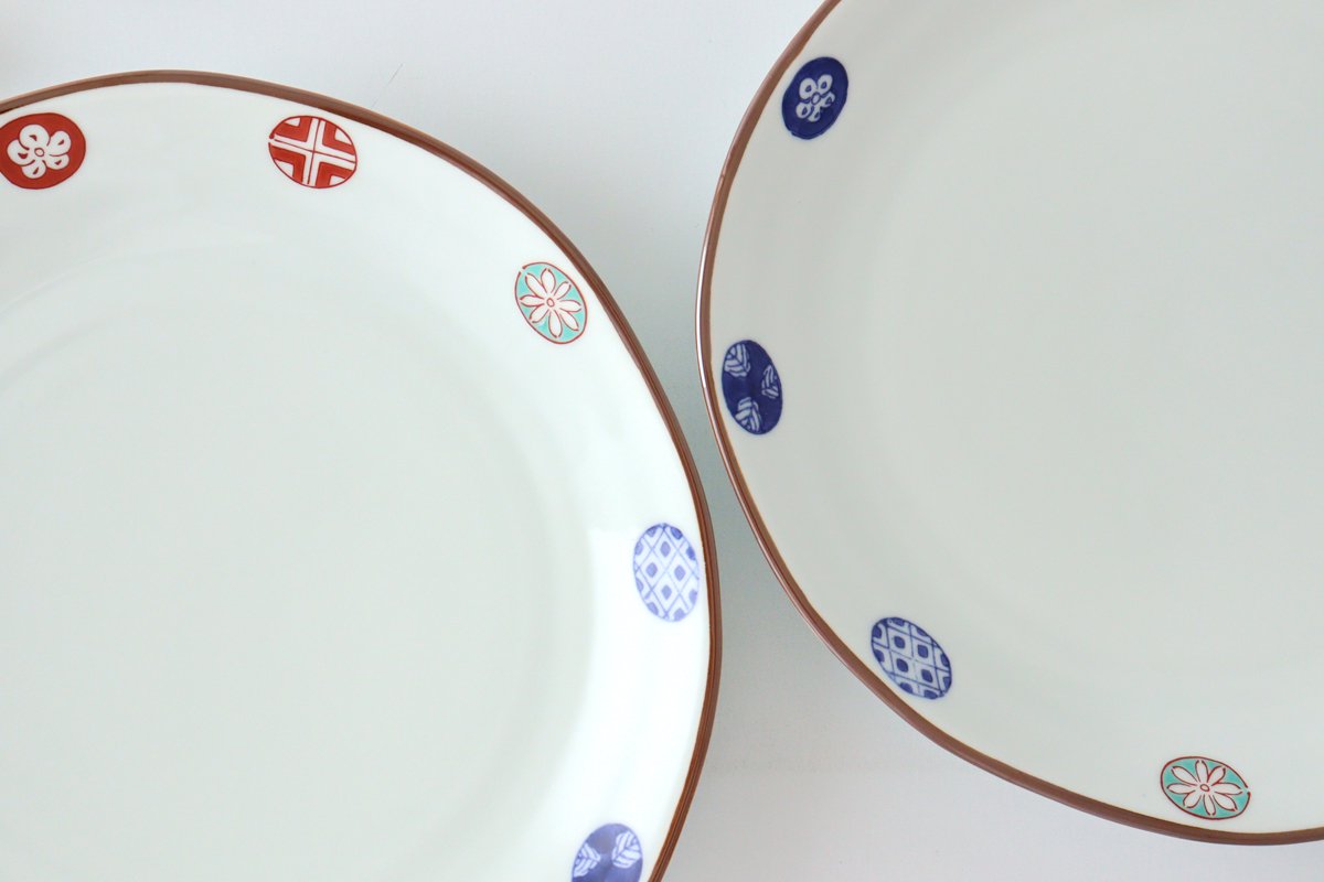 Deep Plate Colored Round Pattern 24cm/9.4in | Arita Ware