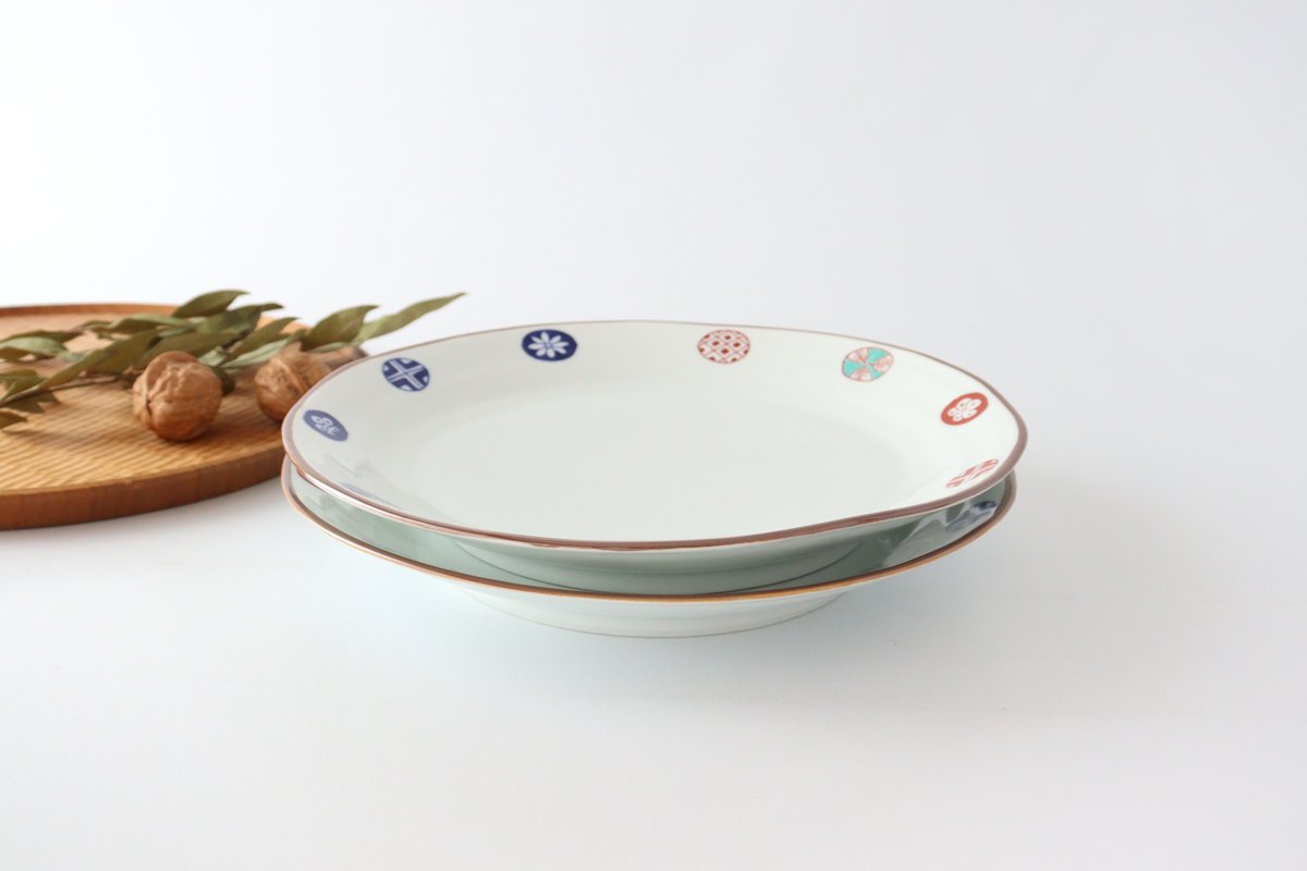 Deep Plate Colored Round Pattern 24cm/9.4in | Arita Ware