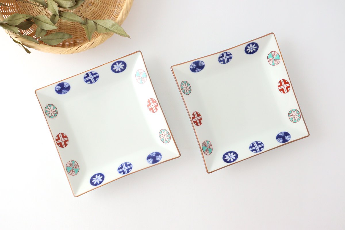 Squre Plate Round Pattern 16.5㎝/6.49in | Sushi Plate Arita Ware